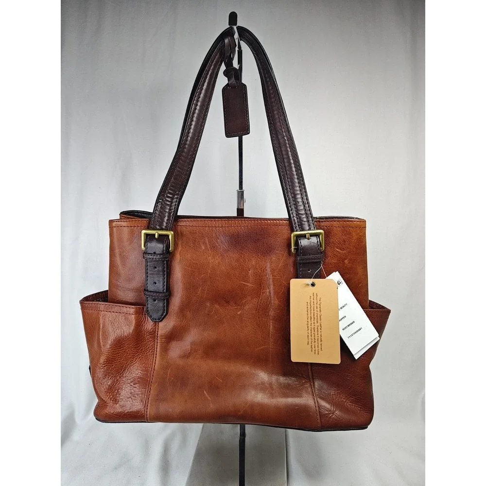 Tignanello Vintage Classic Leather Shopper Tote Bag Womens Rust Brown NWT T69630